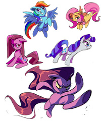 Size: 900x1103 | Tagged: safe, artist:shira-hedgie, fluttershy, pinkie pie, rainbow dash, rarity, g4, pinkamena diane pie