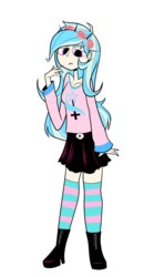 Size: 1069x1920 | Tagged: safe, artist:roastedstix, trixie, human, g4, clothes, female, humanized, pastel goth, simple background, skirt, solo, transparent background