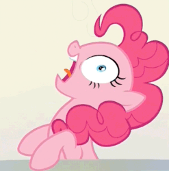 Size: 475x480 | Tagged: safe, screencap, pinkie pie, earth pony, pony, g4, party pooped, season 5, animated, faic, female, gif, insanity, laughing, open mouth, profile, solo