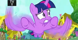 Size: 735x383 | Tagged: safe, screencap, twilight sparkle, alicorn, pony, g4, party pooped, female, flying, mare, ponyville, solo, twilight sparkle (alicorn)