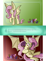 Size: 1280x1672 | Tagged: safe, artist:heir-of-rick, fluttershy, miss pie's monsters, g4, duality, fangs, female, flutterbat, fullmetal alchemist, impossibly large ears, reference, solo, species swap