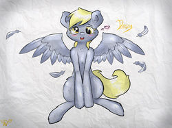 Size: 2592x1936 | Tagged: safe, artist:angelwing314, derpy hooves, pegasus, pony, g4, blushing, female, mare, smiling, solo