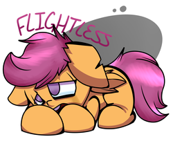 Size: 1751x1500 | Tagged: safe, artist:honeybawl, scootaloo, g4, curled up, drawing, female, sad, scootaloo can't fly, solo