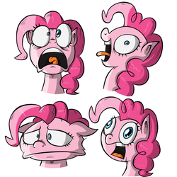 Size: 1024x1024 | Tagged: safe, artist:kleineluhnar, pinkie pie, earth pony, pony, g4, party pooped, expressions, female, mare, open mouth, simple background, solo, white background