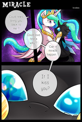 Size: 1500x2238 | Tagged: safe, artist:vavacung, princess celestia, changeling, comic:to love alicorn, g4, comic, crying