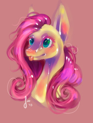 Size: 1050x1400 | Tagged: safe, artist:saoiirse, fluttershy, g4, female, portrait, solo, tongue out
