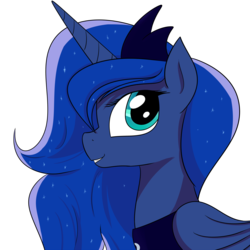 Size: 1500x1500 | Tagged: dead source, safe, artist:cylosis, princess luna, g4, cute, female, simple background, smiling, solo, transparent background