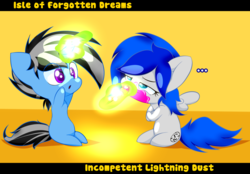 Size: 1280x891 | Tagged: safe, artist:isle-of-forgotten-dreams, oc, oc:sapphire sights, oc:silver lining, pegasus, pony, unicorn, chibi, cute, paint, paint on fur, paintbrush, unamused