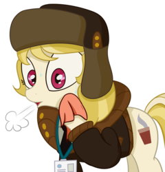 Size: 1280x1336 | Tagged: dead source, safe, artist:cylosis, march gustysnows, pony, g4, princess spike, clothes, female, mare, open mouth, simple background, solo, sweat, sweating towel guy, transparent background