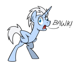 Size: 860x720 | Tagged: safe, artist:gearholder, oc, oc only, oc:frost bite, pony, unicorn, behaving like a bird, bipedal, derp, open mouth, simple background, solo, transparent background