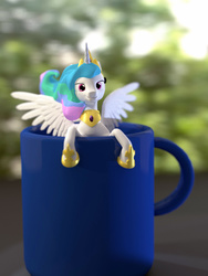 Size: 1500x2000 | Tagged: dead source, safe, artist:uncommented, princess celestia, alicorn, pony, g4, 3d, cup, cup of pony, female, hoof shoes, mare, micro, peytral, solo