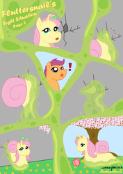 Size: 744x1052 | Tagged: safe, artist:fishinabarrrel, artist:onebigthistle, scootaloo, original species, pegasus, pony, snail, snail pony, g4, ball, comic, crack, exclamation point, fluttersnail, snailified, species swap