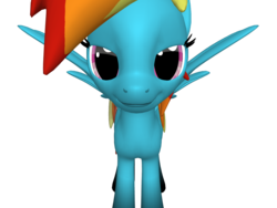 Size: 1200x900 | Tagged: safe, rainbow dash, pegasus, pony, ponylumen, g4, 3d, bedroom eyes, close-up, female, mare, solo, spread wings, wingboner