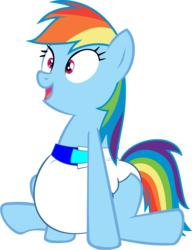Size: 1933x2513 | Tagged: safe, artist:megarainbowdash2000, rainbow dash, g4, diaper, female, non-baby in diaper, poofy diaper, simple background, solo, transparent background, vector