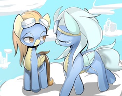 Size: 1024x808 | Tagged: safe, artist:skippy_the_moon, fleetfoot, spitfire, g4, pixiv, wonderbolts, wonderbolts uniform