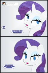 Size: 1024x1550 | Tagged: safe, artist:narflarg, rarity, g4, ask, female, pun, rarity is not amused, solo, texture, tumblr