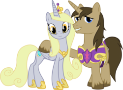 Size: 1024x744 | Tagged: safe, artist:blah23z, derpy hooves, doctor whooves, princess cadance, shining armor, time turner, alicorn, pony, unicorn, g4, derpicorn, female, male, race swap, recolor, ship:doctorderpy, shipping, simple background, straight, transparent background