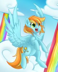 Size: 1598x1973 | Tagged: safe, artist:skjolty, oc, oc only, g4, rainbow falls, flying, solo