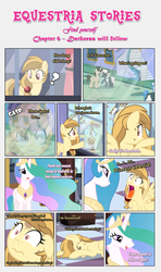 Size: 1919x3245 | Tagged: safe, artist:estories, fancypants, princess celestia, oc, oc:alice goldenfeather, oc:blank novel, oc:captain white, alicorn, pegasus, pony, unicorn, comic:find yourself, g4, bowing, comic, kissing, reflection, whitenovel