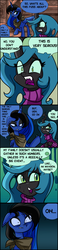 Size: 1280x5529 | Tagged: safe, artist:jokerpony, princess luna, queen chrysalis, ask teen chrysalis, g4, clothes, comic, goth, sweater, tumblr, turtleneck