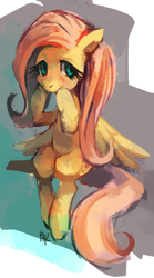 Size: 1015x1825 | Tagged: safe, artist:purplekecleon, fluttershy, g4, female, sitting, solo