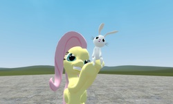 Size: 1280x768 | Tagged: safe, angel bunny, fluttershy, g4, 3d, gmod