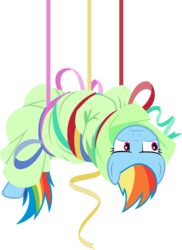 Size: 5827x8001 | Tagged: safe, artist:lahirien, rainbow dash, g4, party pooped, .ai available, absurd resolution, female, rainbond dash, simple background, solo, tied up, transparent background, upside down, vector