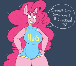 Size: 1280x1120 | Tagged: safe, artist:somescrub, pinkie pie, earth pony, anthro, hugtastic pinkie pie, g4, breasts, busty pinkie pie, female, plump, pun, solo, wrestling