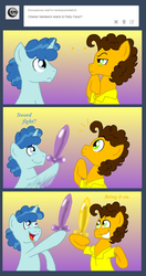 Size: 568x1072 | Tagged: safe, artist:crazynutbob, cheese sandwich, party favor, pony, g4, ask, balloon, balloon swords, male, stallion, tumblr