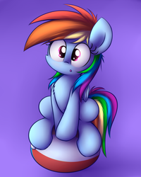 Size: 2000x2500 | Tagged: safe, artist:heavymetalbronyyeah, rainbow dash, pegasus, pony, g4, :o, ball, chest fluff, cute, female, high res, looking at you, open mouth, sitting, solo