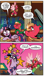 Size: 384x667 | Tagged: safe, artist:brenda hickey, idw, official comic, big macintosh, twilight sparkle, alicorn, pony, friends forever #17, g4, my little pony: friends forever, spoiler:comic, circling stars, comic, dizzy, female, male, mare, speech bubble, stallion, starry eyes, swirly eyes, twilight sparkle (alicorn), wingding eyes