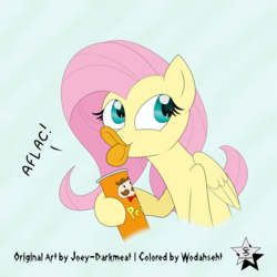 Size: 3000x3000 | Tagged: safe, artist:joey darkmeat, artist:wodahseht, fluttershy, pony, g4, aflac, duckface, female, high res, pringles, product placement, solo