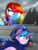 Size: 1181x1571 | Tagged: safe, artist:supermare, rainbow dash, starlight glimmer, g4, tanks for the memories, the cutie map, beanie, blood, brooke augustine, clothes, crossover, delsin rowe, do i look angry, duo, hat, infamous, infamous second son, starlight gets what's coming to her, this will end in tears and/or death