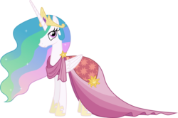 Size: 8480x5630 | Tagged: safe, artist:90sigma, princess celestia, pony, g4, make new friends but keep discord, absurd resolution, clothes, dress, female, gala dress, hair over one eye, mare, simple background, solo, transparent background, vector