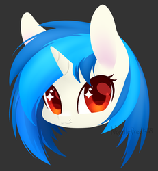 Size: 1682x1821 | Tagged: safe, artist:noodlefreak88, dj pon-3, vinyl scratch, pony, unicorn, bust, cute, female, looking at you, mare, portrait, red eyes, simple background, solo