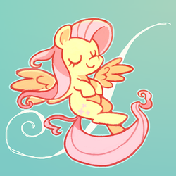 Size: 570x570 | Tagged: safe, artist:tsukisayu, fluttershy, g4, female, flying, simple background, solo