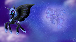 Size: 1024x568 | Tagged: safe, artist:scriptlesspony, nightmare moon, princess luna, g4, duality, s1 luna