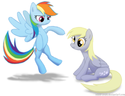 Size: 1170x900 | Tagged: safe, artist:dawnfire, derpy hooves, rainbow dash, pegasus, pony, g4, duo, female, mare, nose wrinkle, scrunchy face, simple background, transparent background