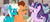 Size: 3090x1335 | Tagged: safe, artist:allthestuffilike94, starlight glimmer, oc, oc:boxtrot, oc:cuckoo cloud, pegasus, pony, unicorn, g4, the cutie map, glasses, our town, self insert