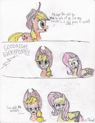 Size: 5100x6600 | Tagged: safe, artist:endlesswire94, applejack, fluttershy, g4, absurd resolution, eye twitch, family guy, male, parody, rooster, traditional art