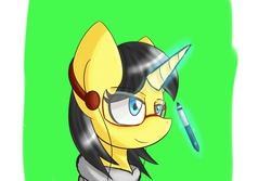 Size: 3000x2000 | Tagged: safe, artist:blairchan231, oc, oc only, glasses, headphones, high res, solo, stylus, tablet pen