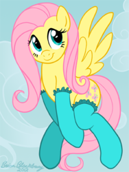 Size: 576x768 | Tagged: dead source, source needed, safe, artist:brianblackberry, fluttershy, pegasus, pony, g4, clothes, cute, female, mare, shyabetes, socks, solo, stupid sexy fluttershy, upscaled