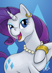 Size: 714x1000 | Tagged: safe, artist:sabrekitty, rarity, g4, female, jewelry, solo