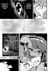 Size: 1040x1477 | Tagged: safe, artist:sung and ama, maud pie, pinkie pie, comic:the friendship necklace, g4, clothes, comic, crying, dialogue, ear fluff, feels, monochrome, smiling, sweat, tongue out, translation