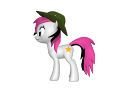 Size: 1200x900 | Tagged: safe, oc, oc only, oc:ember frost, earth pony, pony, ponylumen, 3d, female, hat, mare, on side, solo