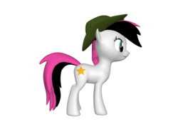 Size: 1200x900 | Tagged: safe, oc, oc only, oc:ember frost, earth pony, pony, ponylumen, 3d, female, hat, mare, on side, solo