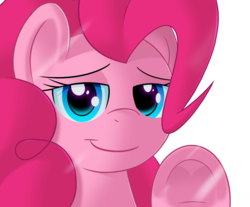 Size: 1280x1060 | Tagged: safe, artist:sykobelle, pinkie pie, g4, against glass, bedroom eyes, female, fourth wall, hooves, looking at you, simple background, smiling, solo, transparent background, underhoof