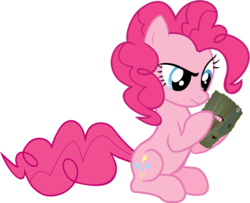 Size: 1243x1010 | Tagged: safe, artist:paragonaj, pinkie pie, g4, confused, crossover, female, mask, movie reference, simple background, solo, the mask, the mask of loki, this will not end well, transparent background, xk-class end-of-the-world scenario
