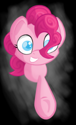 Size: 779x1280 | Tagged: safe, artist:neomaaura, pinkie pie, g4, dark, female, looking at you, reaching, smiling, solo, underhoof