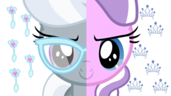 Size: 1920x1080 | Tagged: safe, artist:rogerlink, diamond tiara, silver spoon, g4, adorabullies, cute, cutie mark, filly, looking at you, vector, wallpaper